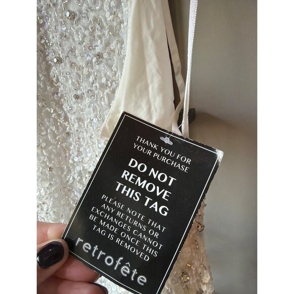 Retrofête Olivia Sequin Halter Midi Dress White Womens Size Medium - Picture 12 of 12